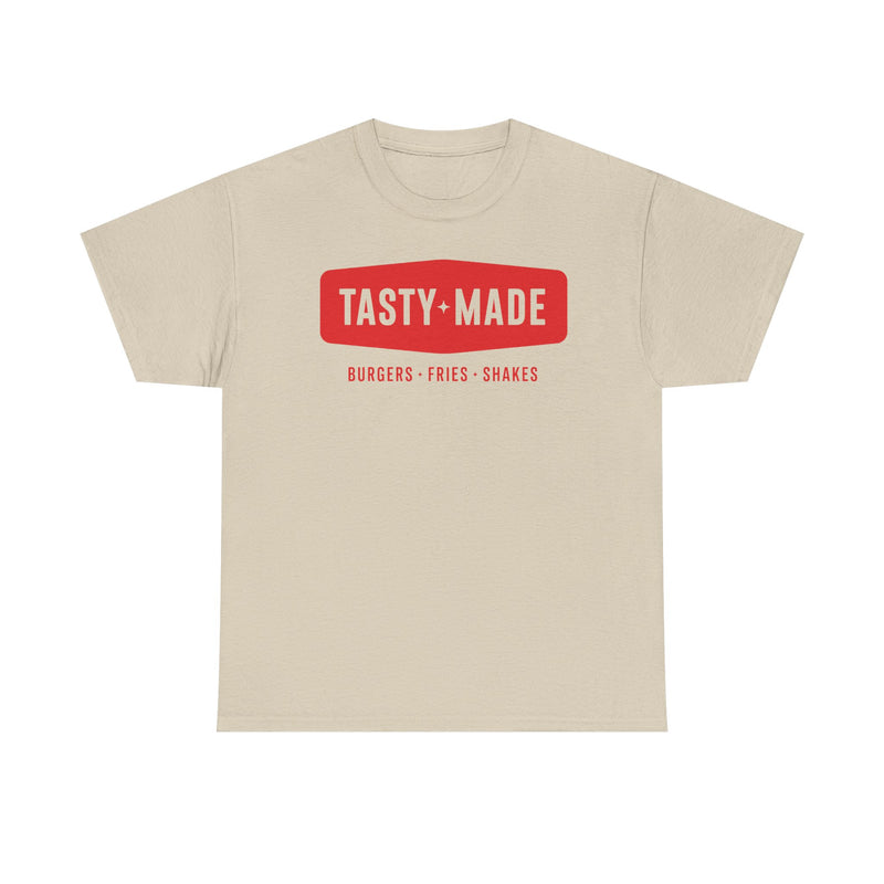 Load image into Gallery viewer, Tasty Made T-Shirt - Burger Restaurant Industry Defunct Logo Tee