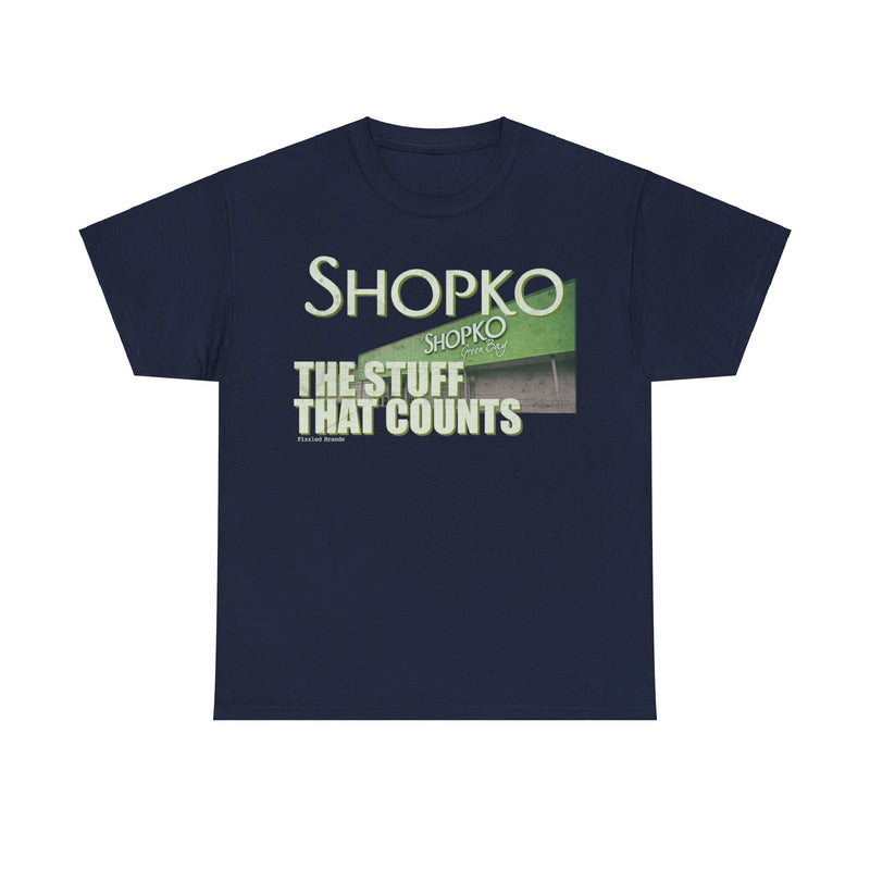 Load image into Gallery viewer, Shopko Retail Store The Stuff That Counts Green Black Nostalgic Logo T-shirt
