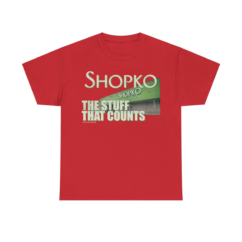Load image into Gallery viewer, Shopko Retail Store The Stuff That Counts Green Black Nostalgic Logo T-shirt