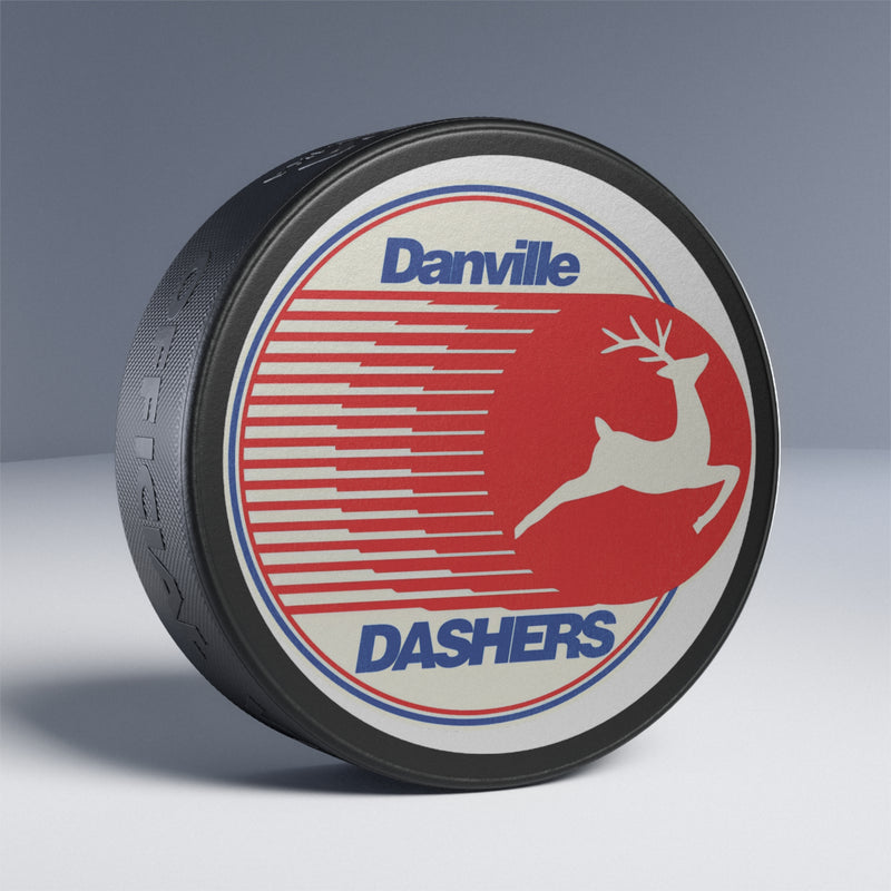 Load image into Gallery viewer, Danville Dashers Red Blue Logo Hockey Puck