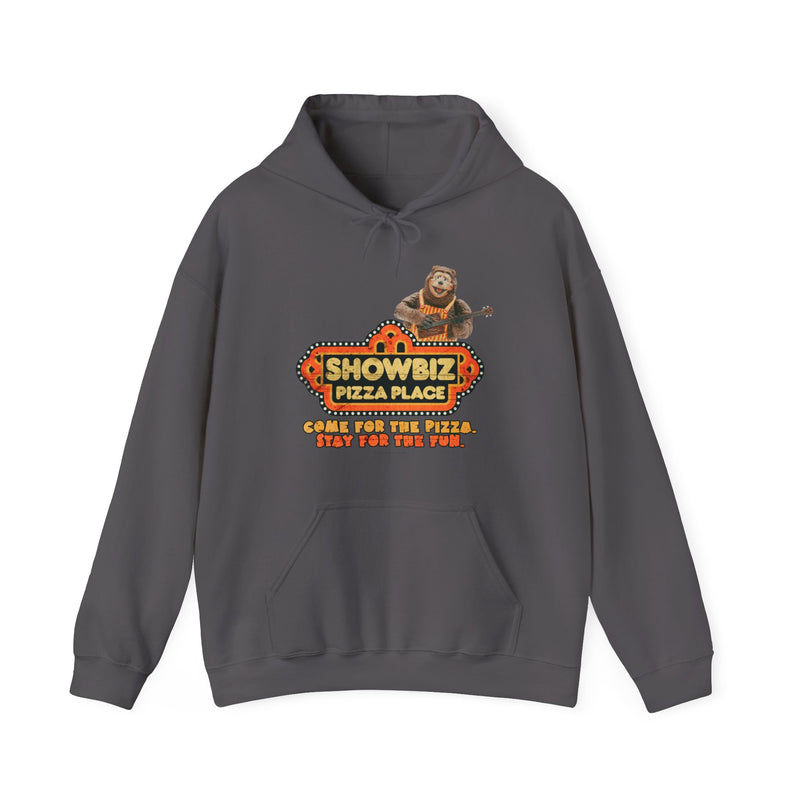 Load image into Gallery viewer, Showbiz Pizza Place Come for The Pizza Tribute Pullover Hoody