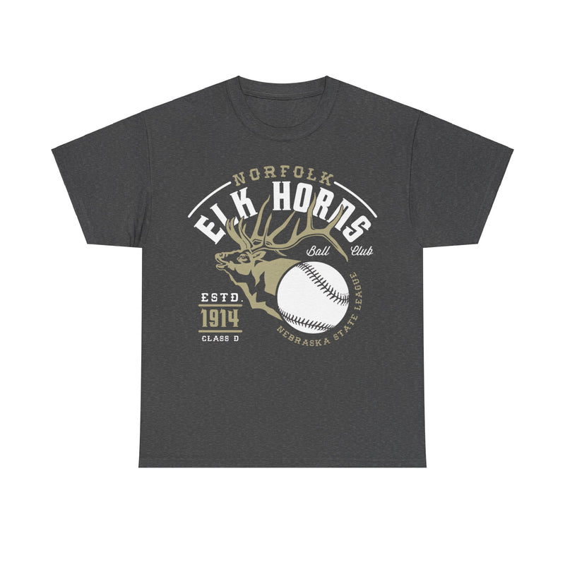 Load image into Gallery viewer, Norfolk Elk Horns Est 1914 Nebraska Baseball T-shirt