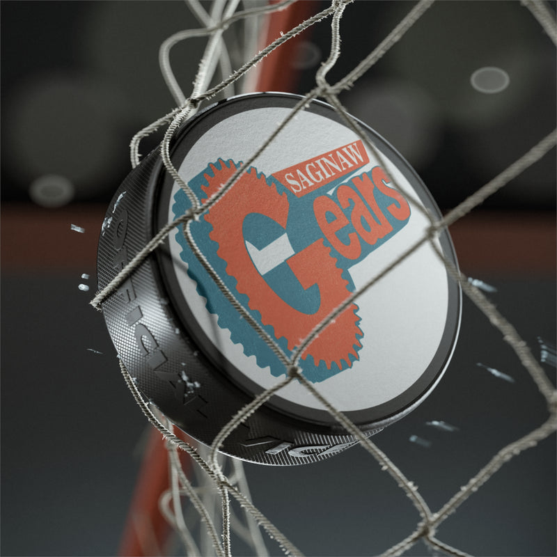 Load image into Gallery viewer, Saginaw Gears Nostalgic Logo Hockey Puck