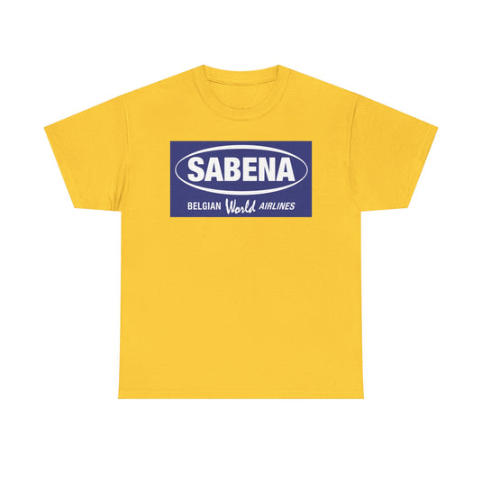 Sabena Belgian World Airlines Blue Oval Logo European Aviation T-shirt