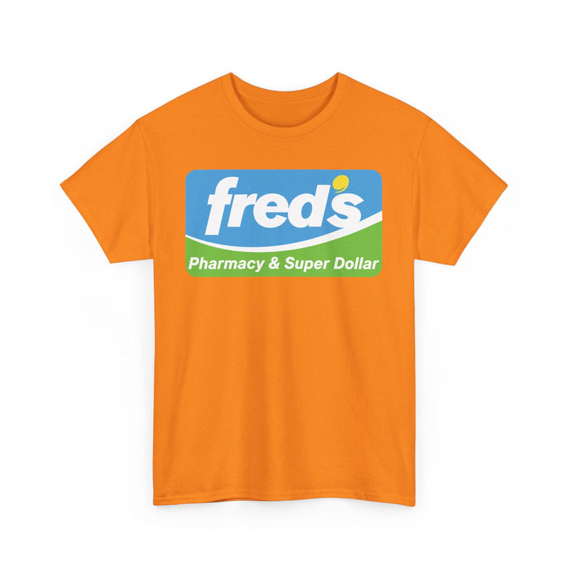 Load image into Gallery viewer, Fred's Pharmacy & Super Dollar Blue Green Retro Logo T-Shirt
