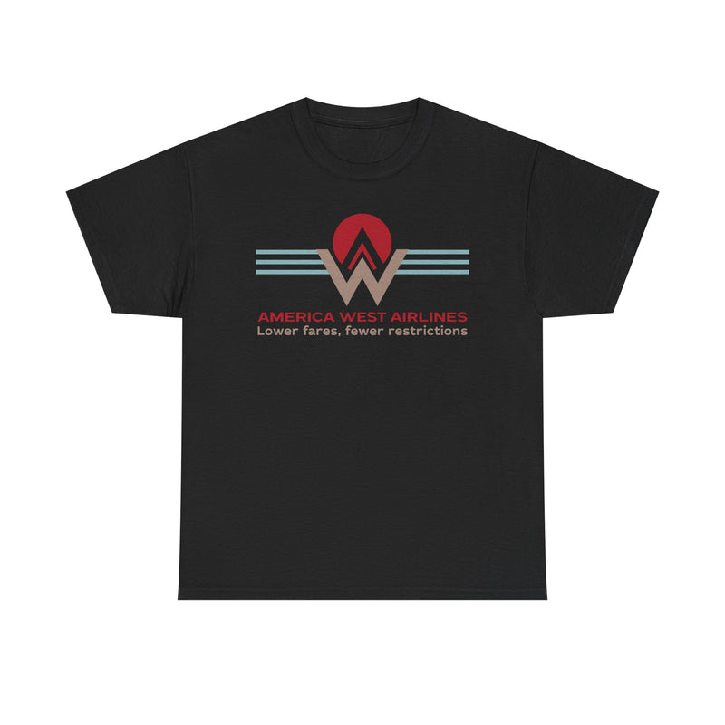 Load image into Gallery viewer, America West Airlines Mountain Sunrise Logo Lower Fares T-shirt