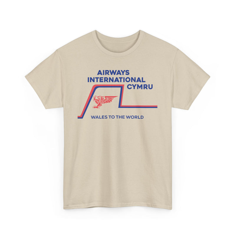 Load image into Gallery viewer, Airways International Cymru Wales To The World Vintage Airline Logo T-shirt