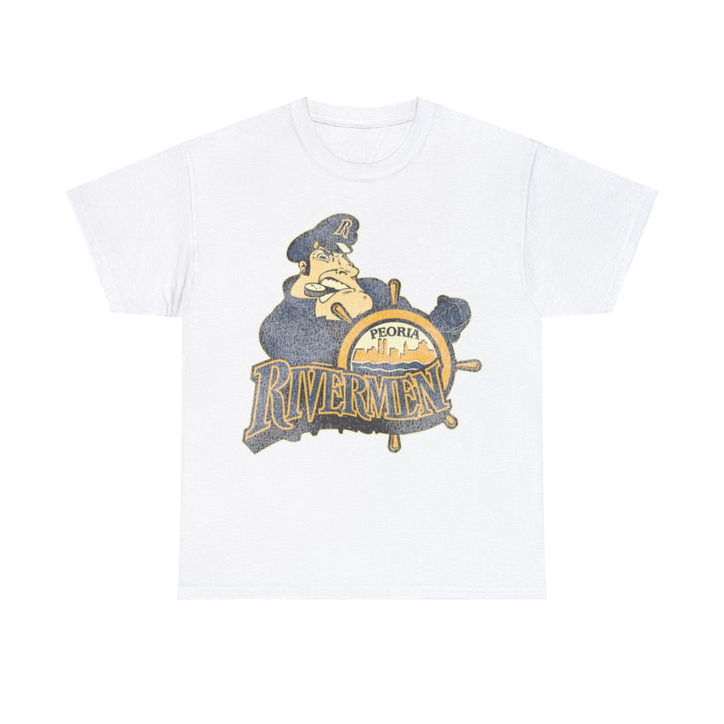 Load image into Gallery viewer, Peoria Rivermen Hockey Team Nostalgic Logo T-shirt