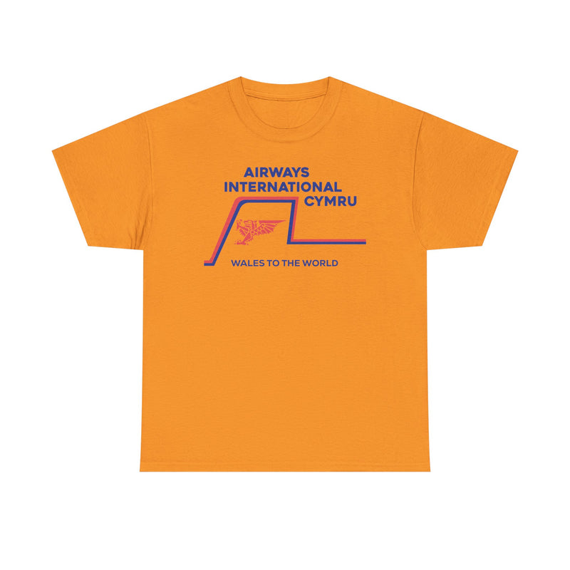 Load image into Gallery viewer, Airways International Cymru Wales To The World Vintage Airline Logo T-shirt