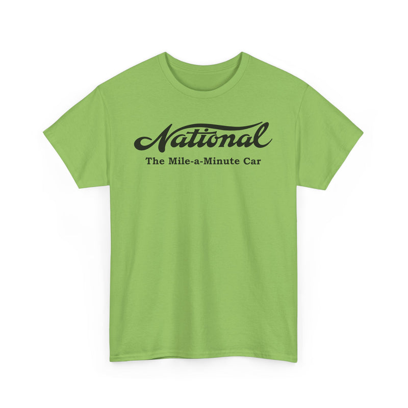 Load image into Gallery viewer, National The Mile-a-Minute Car Vintage Script Logo T-shirt