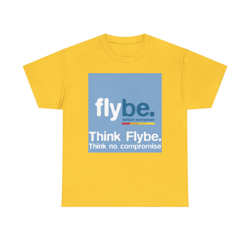Load image into Gallery viewer, Flybe British European Think No Compromise Regional Airline Logo T-shirt