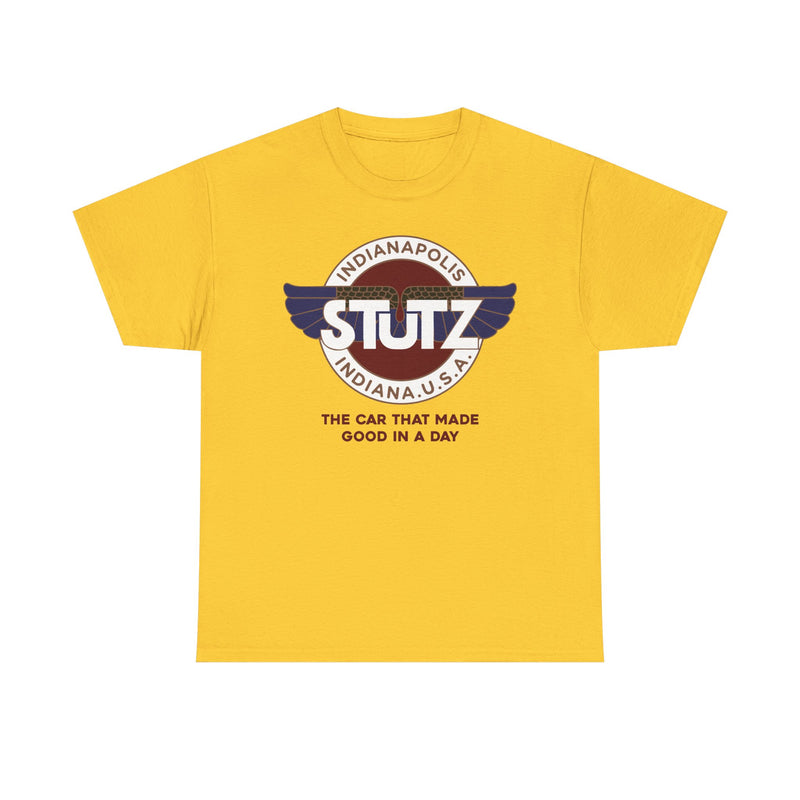 Load image into Gallery viewer, Stutz The Car That Made Good In A Day Indianapolis Logo T-shirt