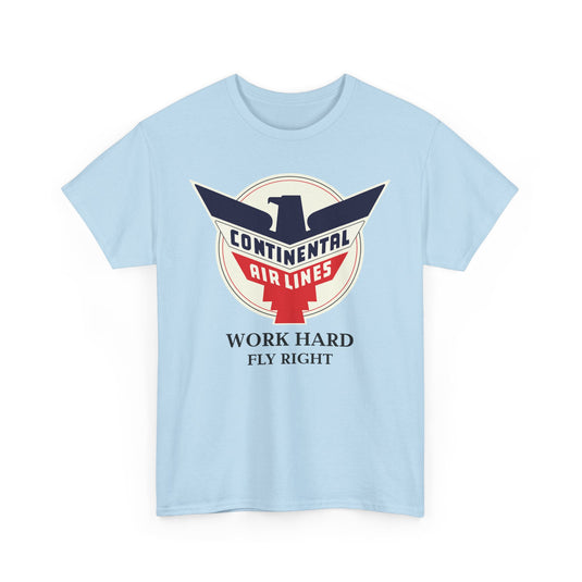 Continental Airlines Red White Blue Eagle Work Hard Fly Right T-shirt