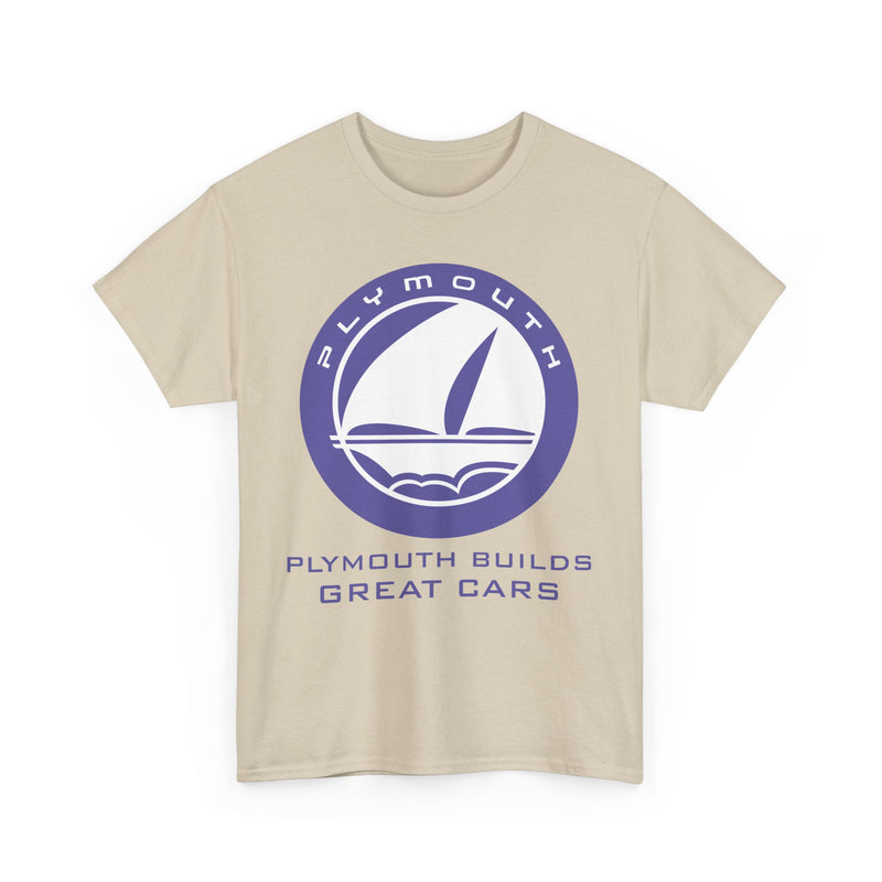 Load image into Gallery viewer, Plymouth Builds Great Cars Sailboat Purple Logo Vintage T-shirt