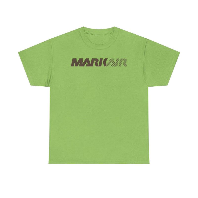 Load image into Gallery viewer, Mark Air Burgundy Striped Logo Alaska Regional Airline Vintage T-shirt