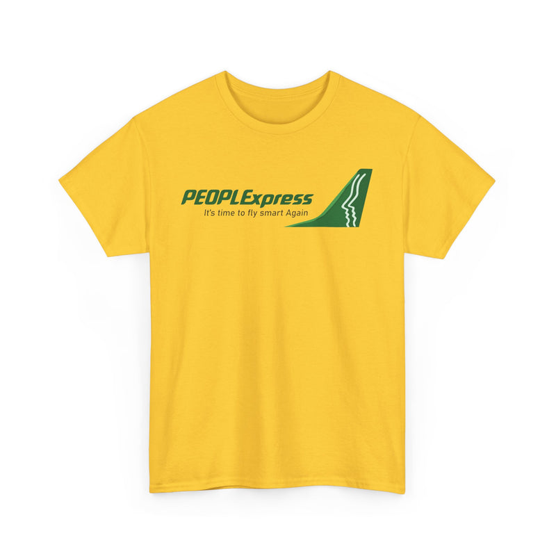 Load image into Gallery viewer, PEOPLExpress Green Tail Logo Time To Fly Smart Again Airline T-shirt