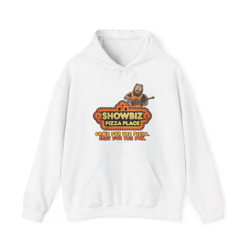 Load image into Gallery viewer, Showbiz Pizza Place Come for The Pizza Tribute Pullover Hoody