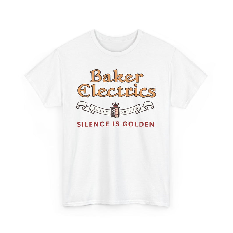 Load image into Gallery viewer, Baker Electrics Shaft Driven Silence is Golden Antique Car T-shirt
