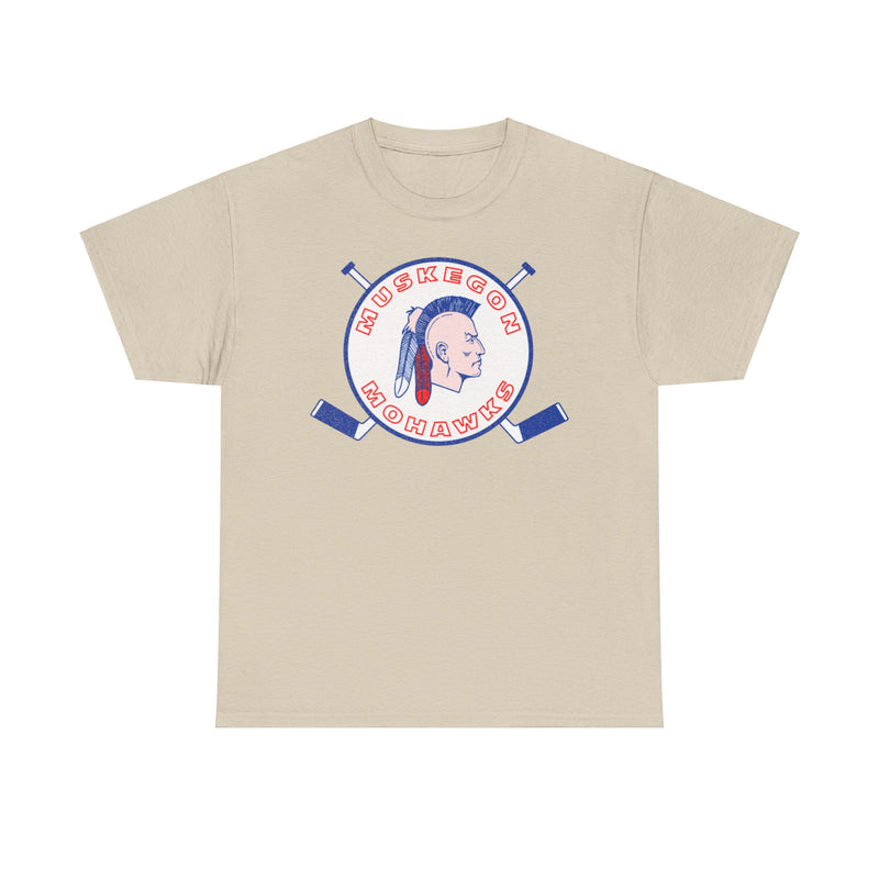 Load image into Gallery viewer, Muskegon Mohawks Logo Nostalgic Hockey T-shirt