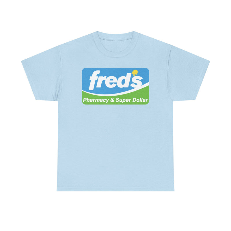 Load image into Gallery viewer, Fred's Pharmacy & Super Dollar Blue Green Retro Logo T-Shirt