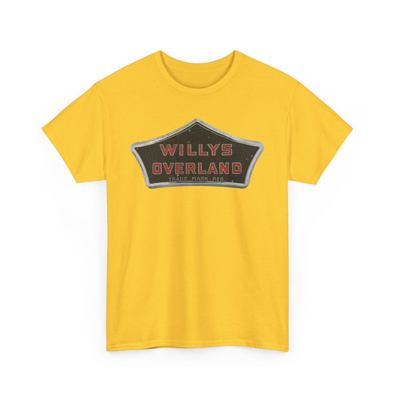 Load image into Gallery viewer, Willys Overland Trade Mark Reg Vintage Automobile Logo Collectible T-shirt