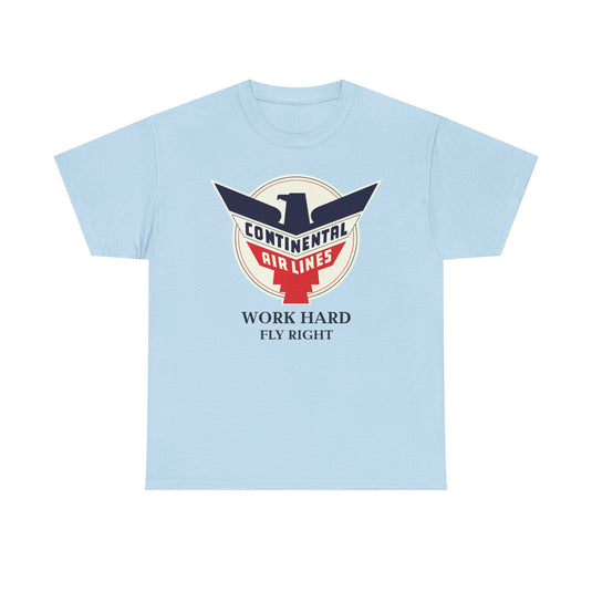Continental Airlines Red White Blue Eagle Work Hard Fly Right T-shirt