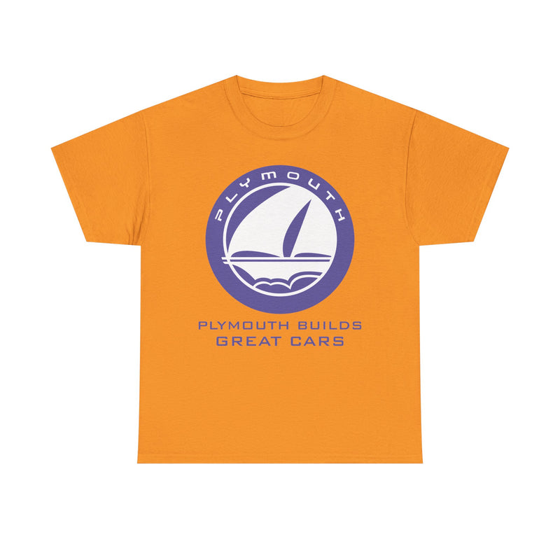 Load image into Gallery viewer, Plymouth Builds Great Cars Sailboat Purple Logo Vintage T-shirt