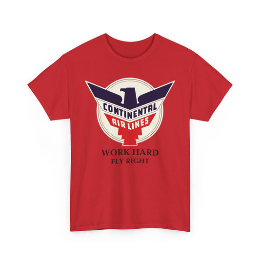 Continental Airlines Red White Blue Eagle Work Hard Fly Right T-shirt