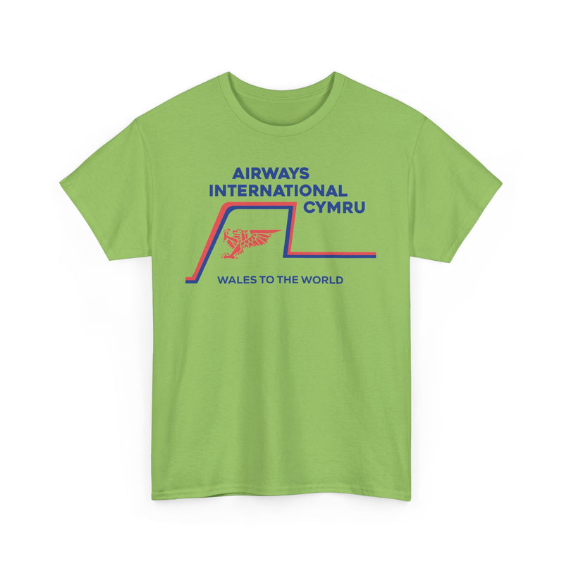 Load image into Gallery viewer, Airways International Cymru Wales To The World Vintage Airline Logo T-shirt