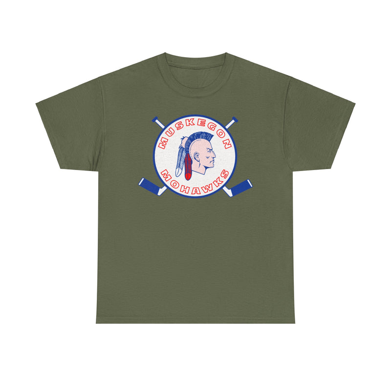 Load image into Gallery viewer, Muskegon Mohawks Logo Nostalgic Hockey T-shirt