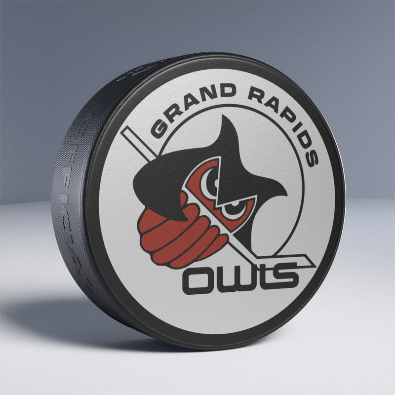 Load image into Gallery viewer, Grand Rapids Owls Michigan Nostalgic Logo Hockey Puck