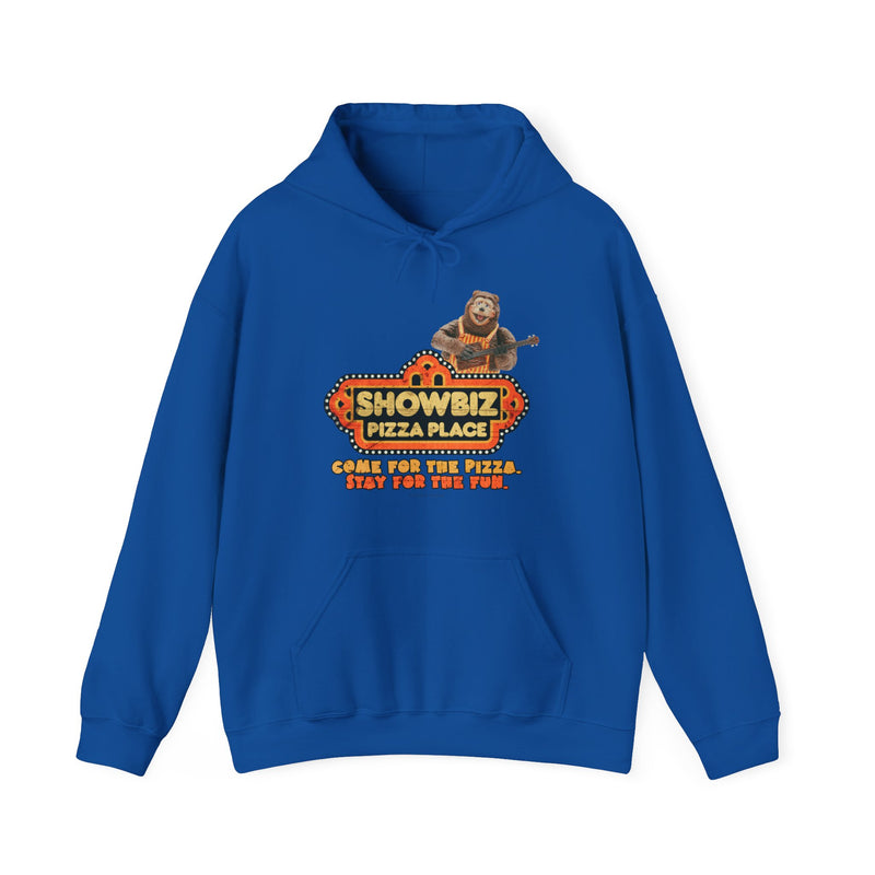 Load image into Gallery viewer, Showbiz Pizza Place Come for The Pizza Tribute Pullover Hoody