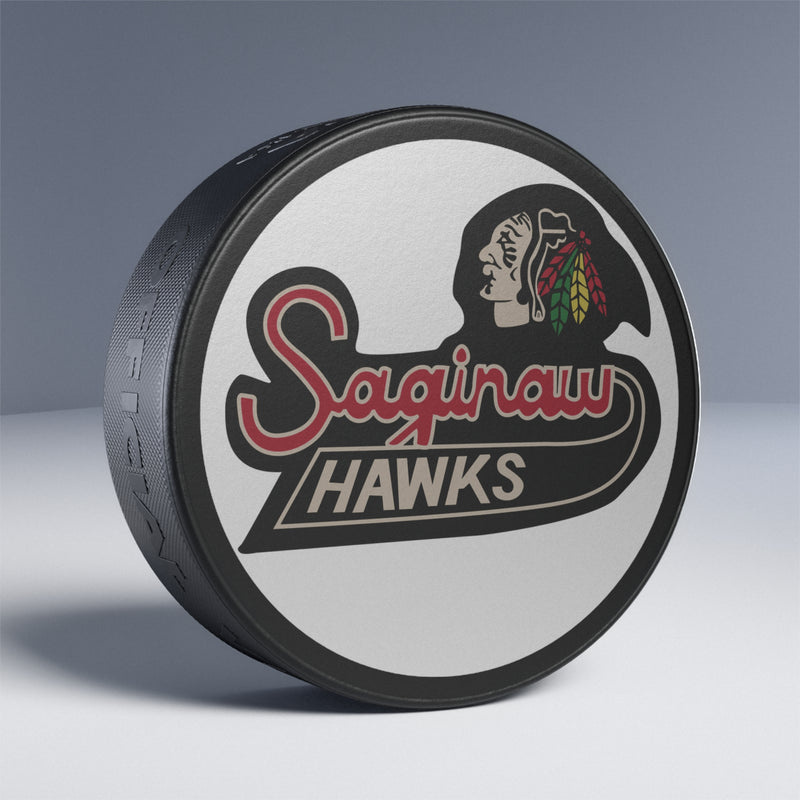 Load image into Gallery viewer, Saginaw Hawks Michigan 1987-1989 Hockey Puck