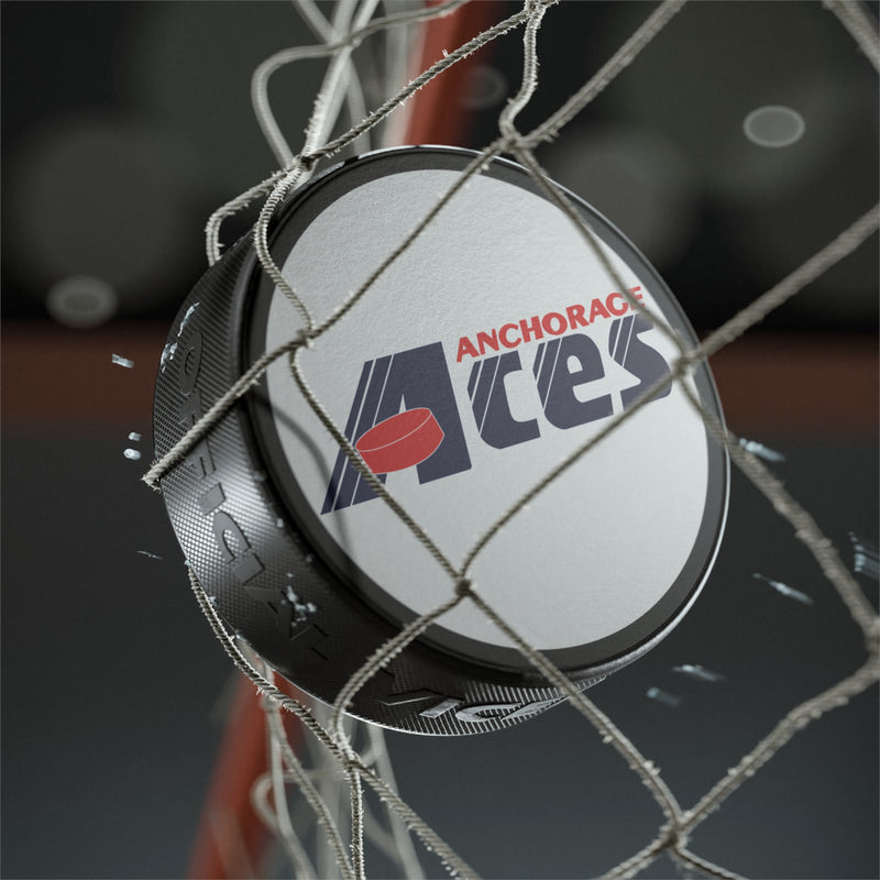 Load image into Gallery viewer, Anchorage Aces Slant Logo PSHL 1989 Nostalgic Retro Hockey Puck