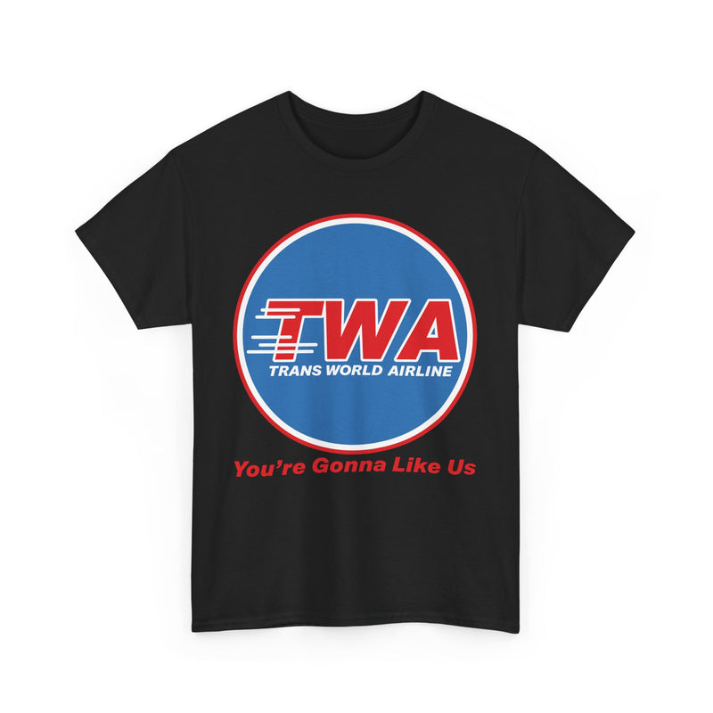 Load image into Gallery viewer, TWA Trans World Airline Classic Globe Logo Gonna Like Us T-shirt