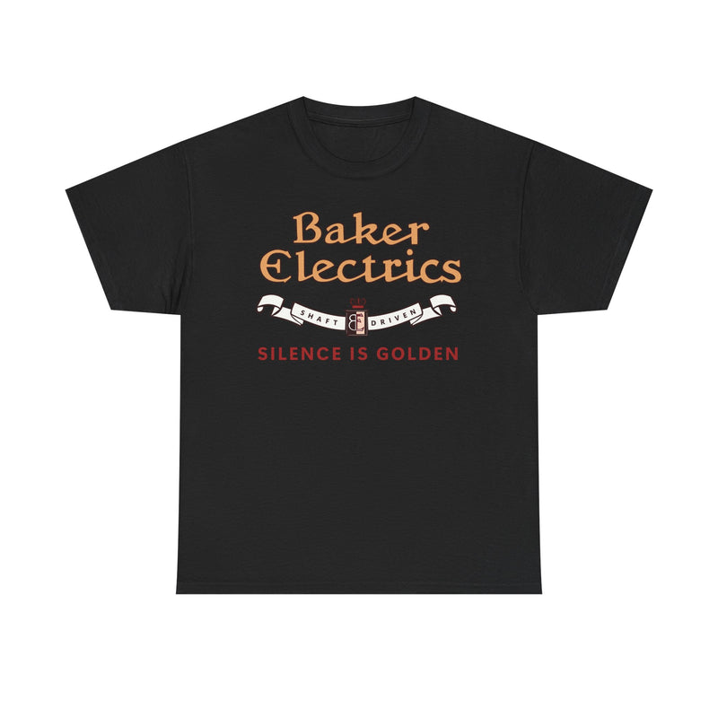 Load image into Gallery viewer, Baker Electrics Shaft Driven Silence is Golden Antique Car T-shirt