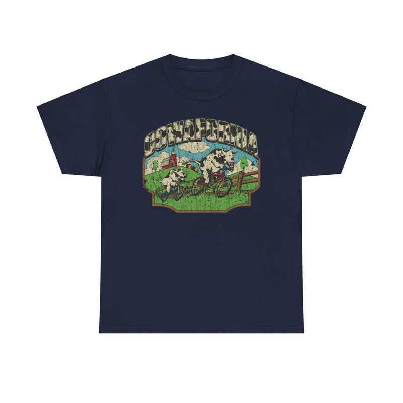 Load image into Gallery viewer, Cowafornia Cows Riding Bicycles California Milk T-shirt