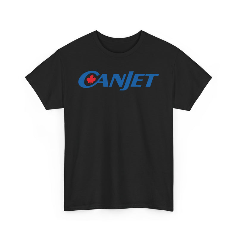 Load image into Gallery viewer, CanJet Canadian Maple Leaf Blue Logo Aviation Memorabilia T-shirt