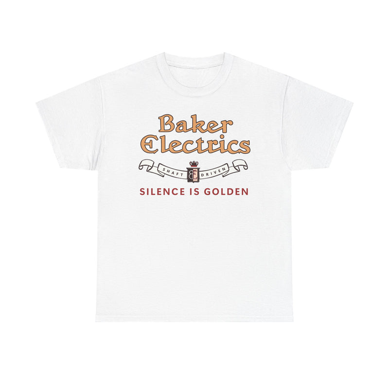 Load image into Gallery viewer, Baker Electrics Shaft Driven Silence is Golden Antique Car T-shirt