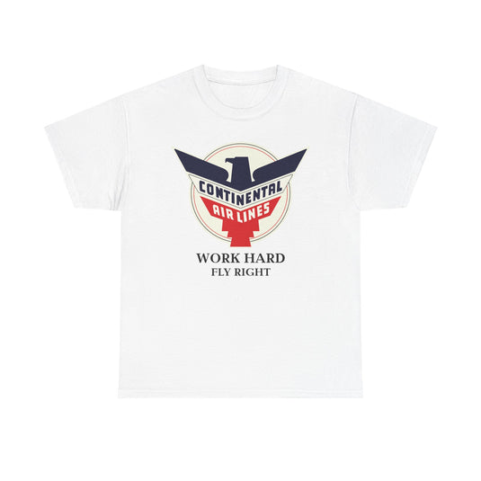 Continental Airlines Red White Blue Eagle Work Hard Fly Right T-shirt