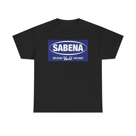 Sabena Belgian World Airlines Blue Oval Logo European Aviation T-shirt