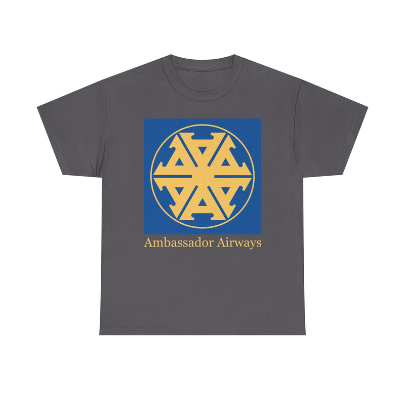 Load image into Gallery viewer, Ambassador Airways Blue Gold Emblem Classic UK Charter Airline T-shirt