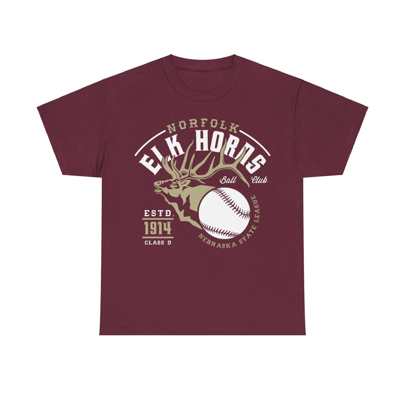 Load image into Gallery viewer, Norfolk Elk Horns Est 1914 Nebraska Baseball T-shirt