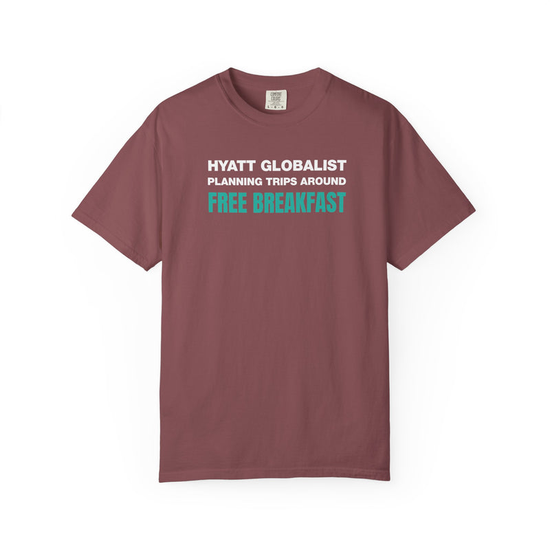 Load image into Gallery viewer, Hyatt Globalist Free Breakfast Credit Card Points Miles Teal T-shirt