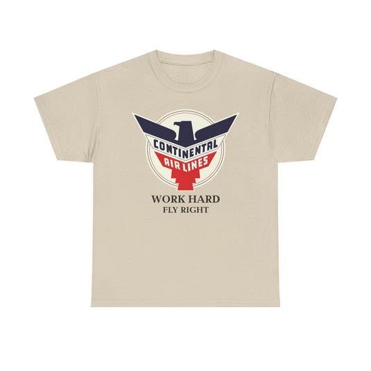 Continental Airlines Red White Blue Eagle Work Hard Fly Right T-shirt