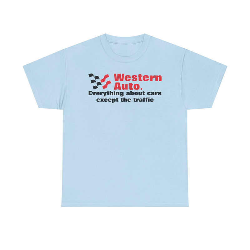 Load image into Gallery viewer, Western Auto Everything About Cars Except the Traffic Checkered Flag T-shirt