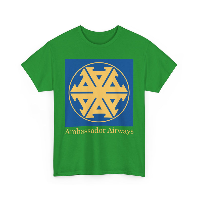 Load image into Gallery viewer, Ambassador Airways Blue Gold Emblem Classic UK Charter Airline T-shirt