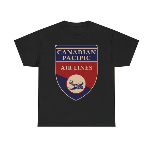 Canadian Pacific Airlines Blue Red Shield Vintage Aviation Collectible T-shirt