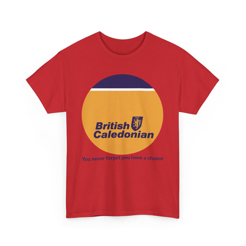 Load image into Gallery viewer, British Caledonian Yellow Circle Never Forget Choice Slogan Airline T-shirt