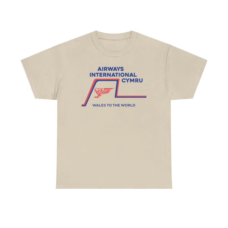 Load image into Gallery viewer, Airways International Cymru Wales To The World Vintage Airline Logo T-shirt